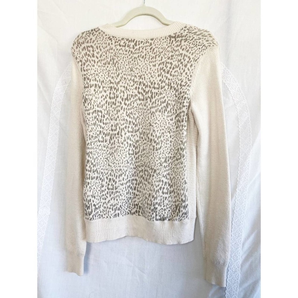 Rebecca Taylor Tomcat Leopard Pullover Cream Sweater Size Medium - Picture 3 of 9